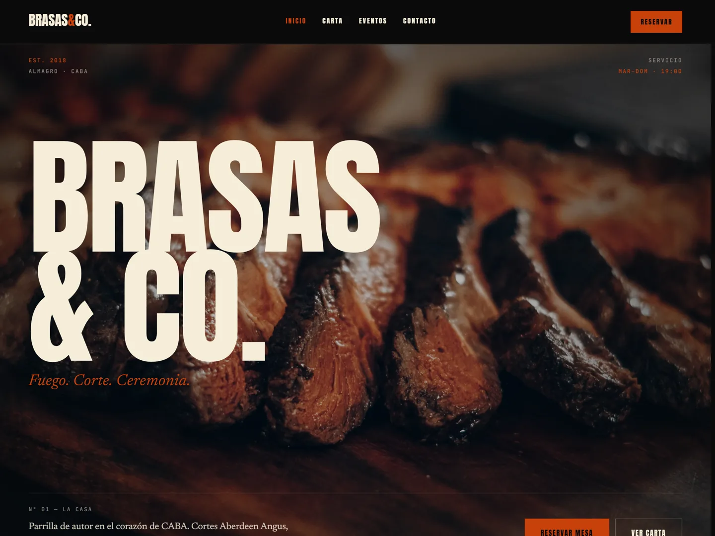 Web de Brasas & Co. en escritorio