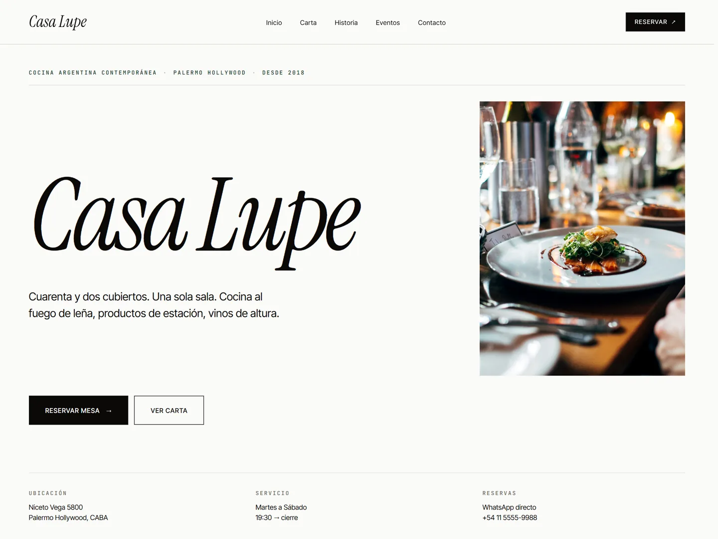 Web de Casa Lupe en escritorio